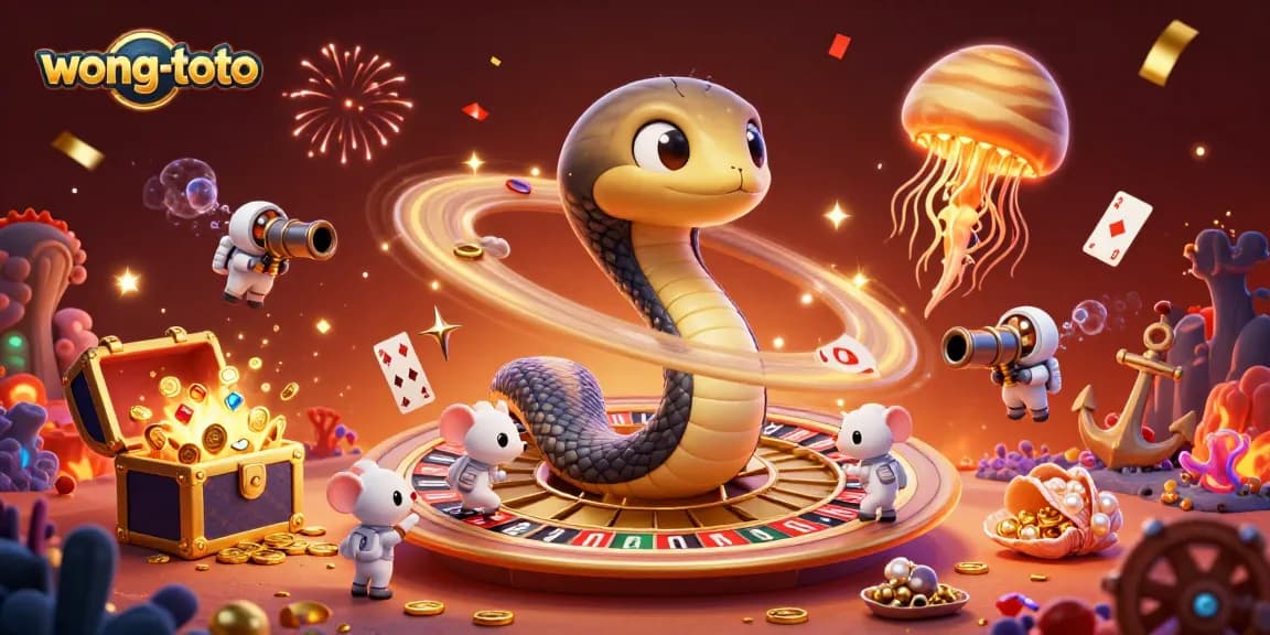 Experience the thrill of wong-toto as astronauts bet on the cosmic roulette wheel in a vibrant 3D space.