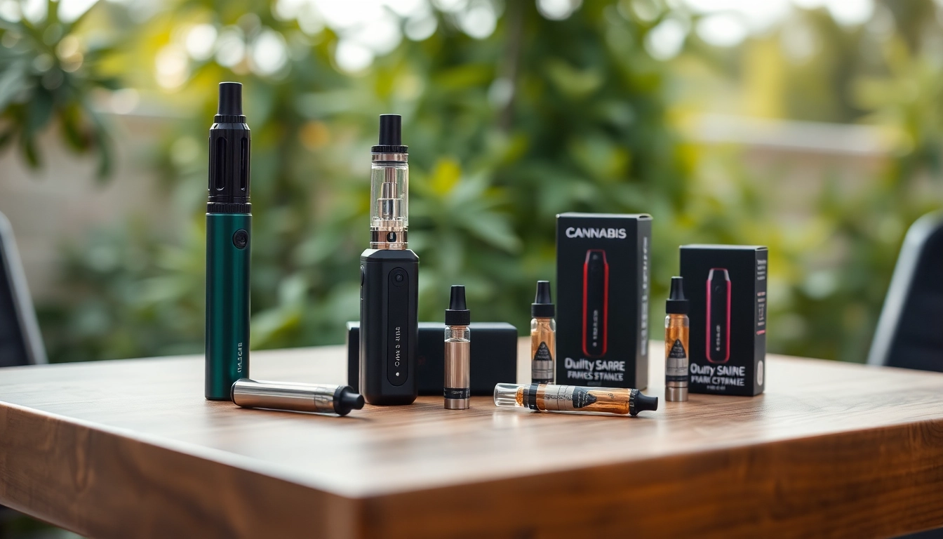 Explore premium Cannabis Vape options displayed beautifully on a wooden table top.
