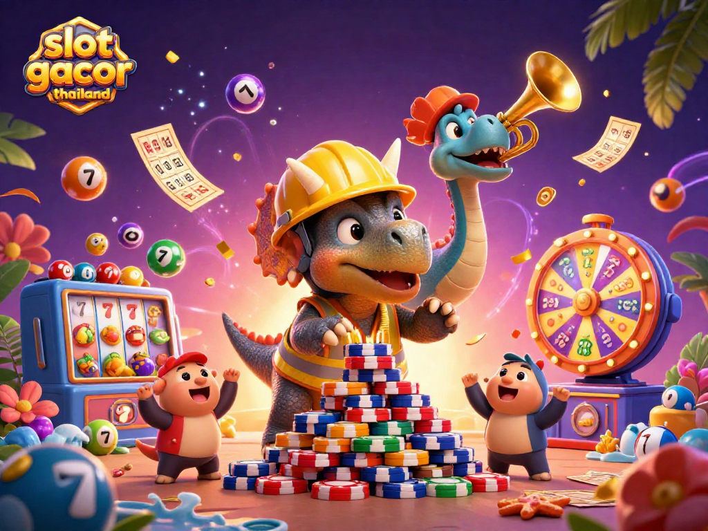 Join the fun with slot gacor thailand as vibrant 3D characters celebrate jackpot wins in a casino-themed scene.