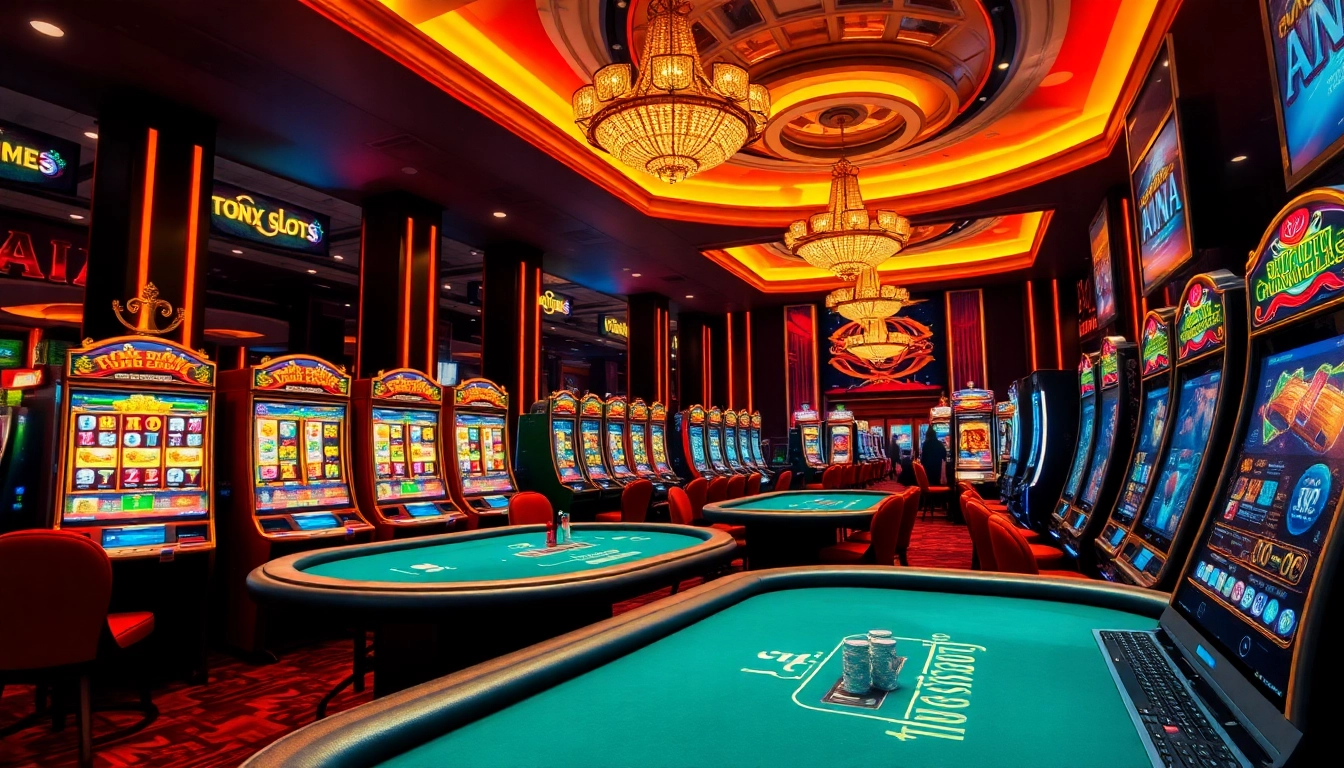 Experience the thrill of demo slot pragmatic with vibrant casino visuals, showcasing high-stakes gaming excitement.