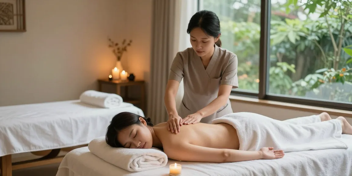 Enjoying a calming 창원마사지 in a tranquil spa setting with soothing ambiance and natural light.