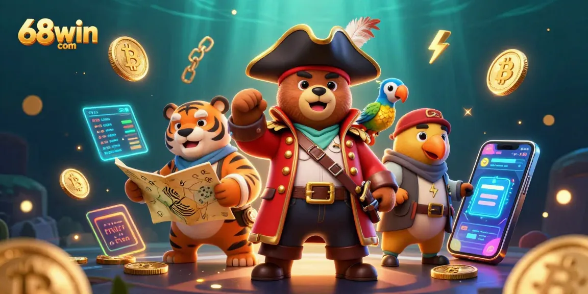 Engage in thrilling gaming at 68win com, showcasing a vibrant 3D casino scene filled with excitement.