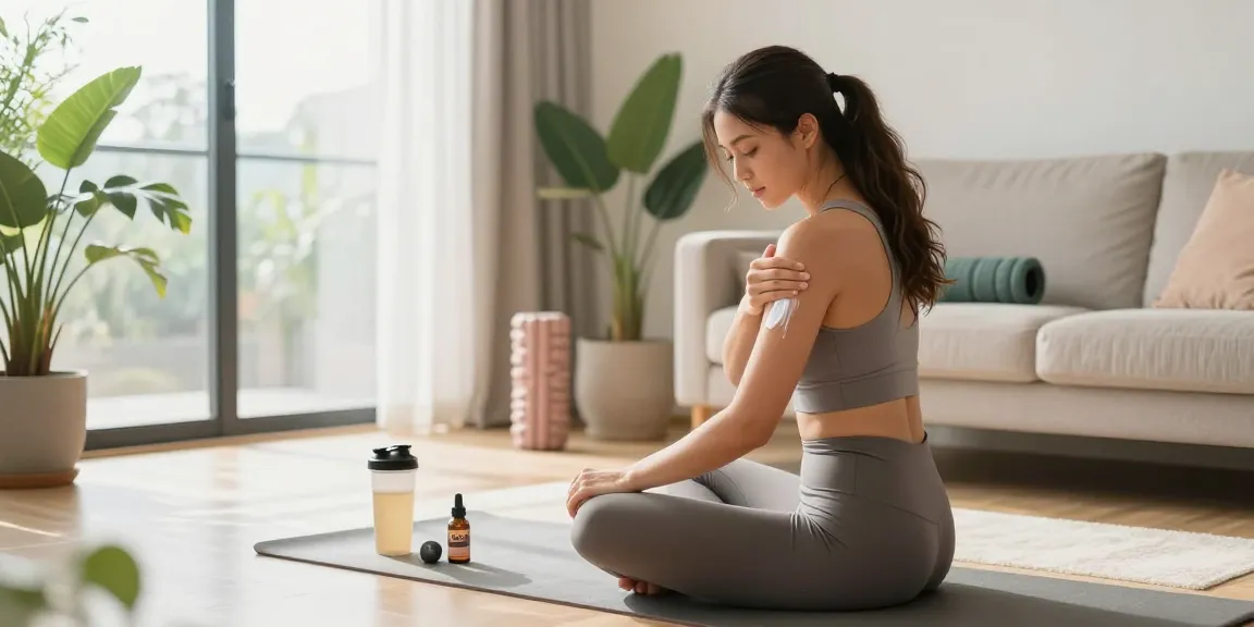 The best weed vape experience integrated into wellness, featuring CBD cream application in an active recovery scene with natural elements.