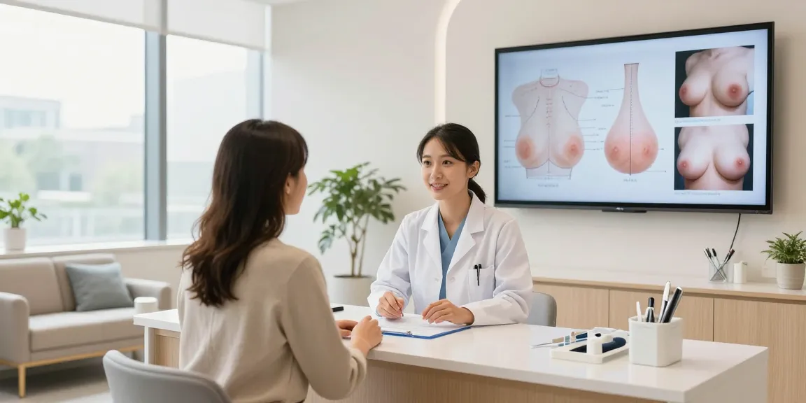 Consultation about breast implants toronto at a modern clinic with friendly surgeon.