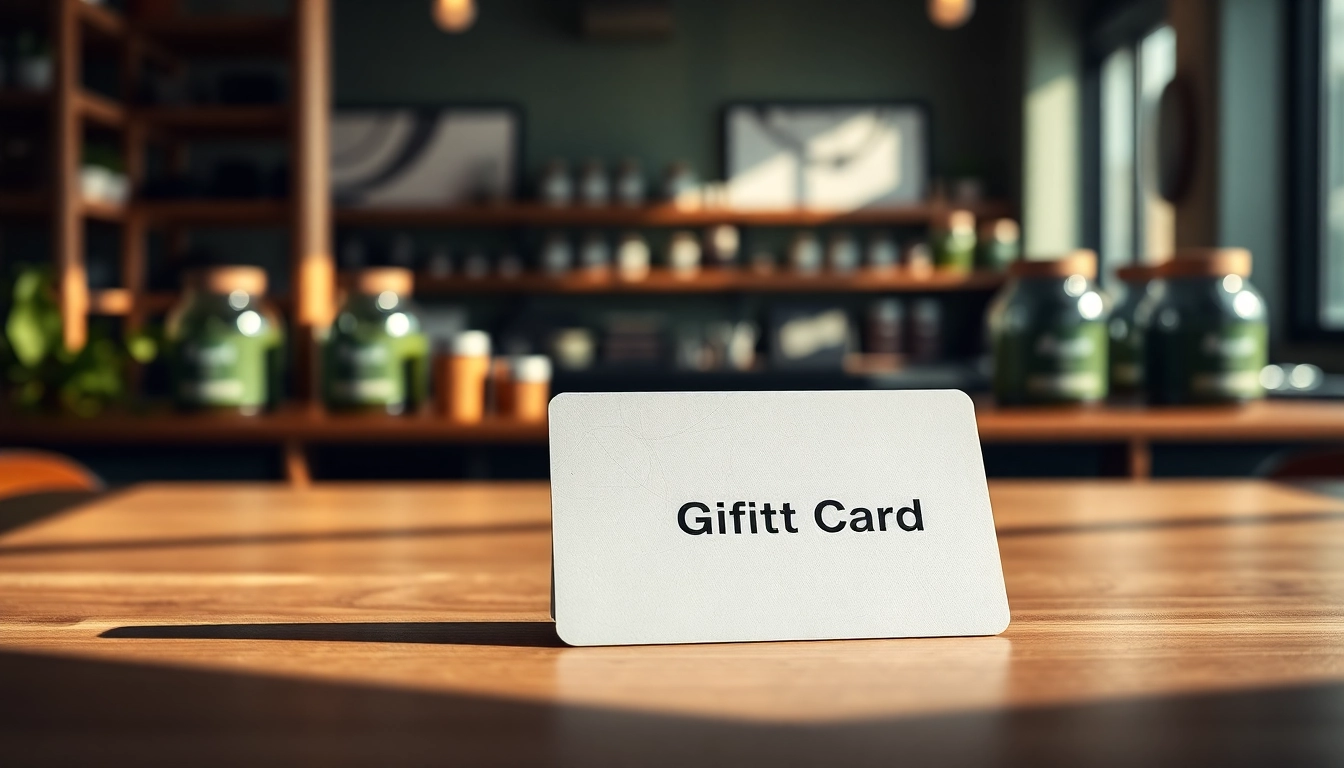 Gift card for window tint gift card displayed elegantly on a wooden table.