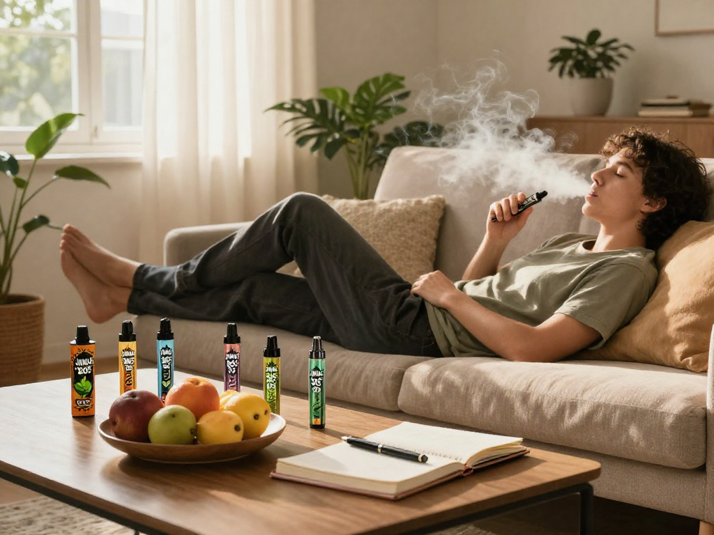 Jungle Boys vapes for health and wellness, showcasing organic cannabis extracts and a relaxed atmosphere with natural elements.