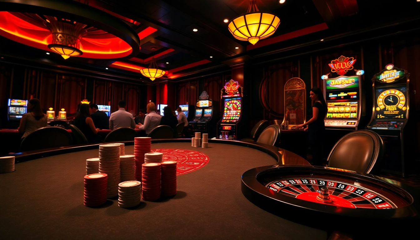 Win55 online gamblers engaging in a thrilling game of high-stakes poker in a luxurious casino setting.