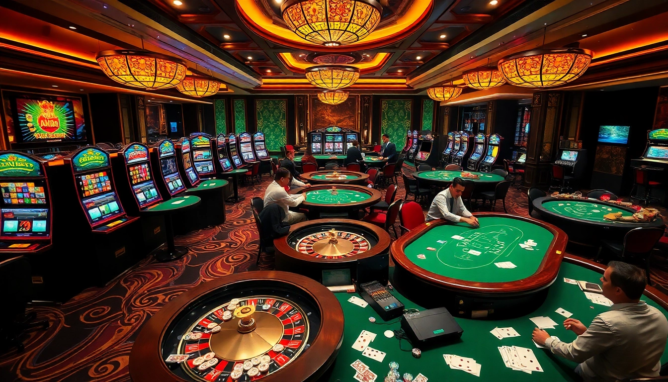 Experience the excitement of Nhà cái AU88 in a luxurious casino environment filled with vibrant games.