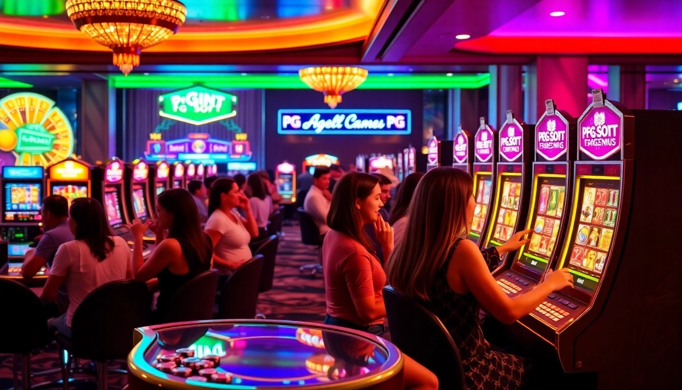 Players enjoying an exciting PG slot demo experience at a vibrant casino.